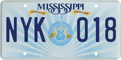 MS license plate NYK018