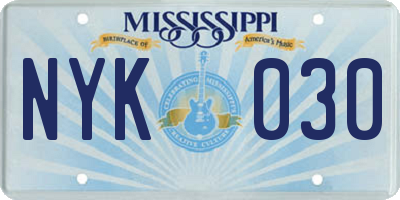MS license plate NYK030