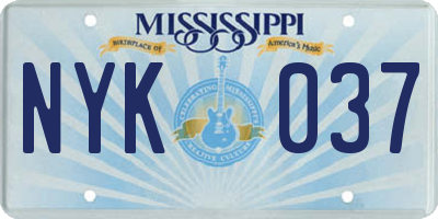 MS license plate NYK037