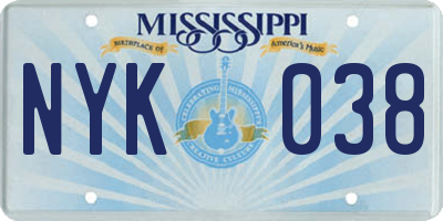 MS license plate NYK038