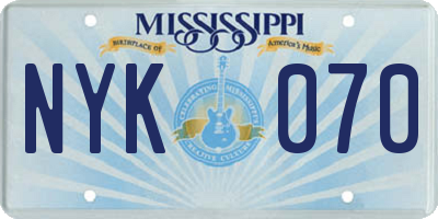 MS license plate NYK070