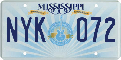 MS license plate NYK072