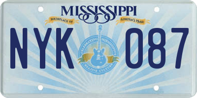 MS license plate NYK087