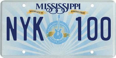 MS license plate NYK100