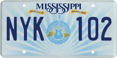 MS license plate NYK102