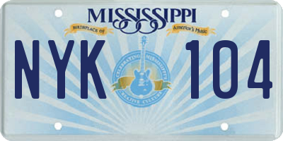 MS license plate NYK104