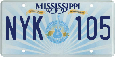 MS license plate NYK105