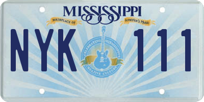 MS license plate NYK111
