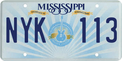 MS license plate NYK113