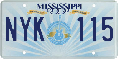 MS license plate NYK115