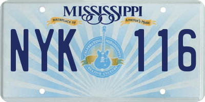 MS license plate NYK116