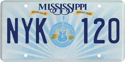 MS license plate NYK120