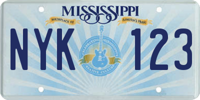 MS license plate NYK123