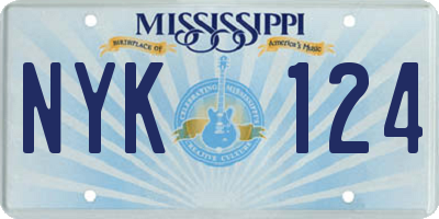 MS license plate NYK124