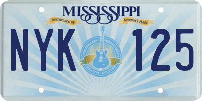MS license plate NYK125
