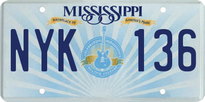 MS license plate NYK136