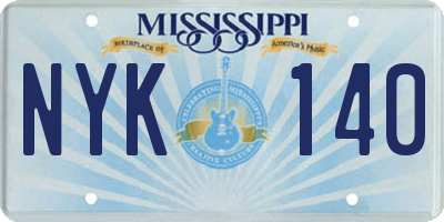 MS license plate NYK140