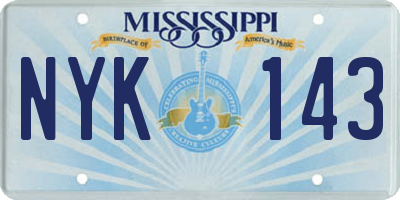 MS license plate NYK143