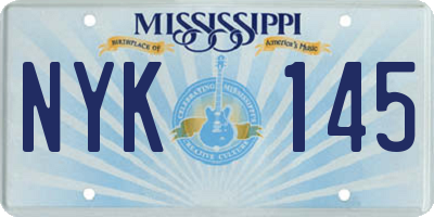 MS license plate NYK145