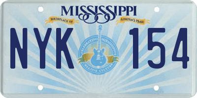 MS license plate NYK154