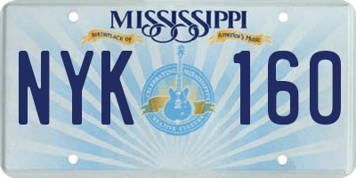 MS license plate NYK160