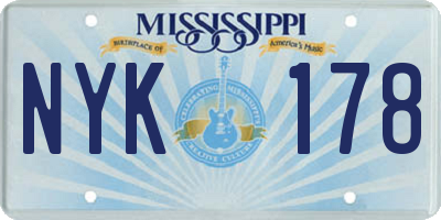 MS license plate NYK178