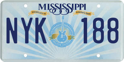 MS license plate NYK188