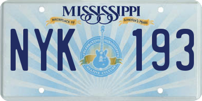 MS license plate NYK193