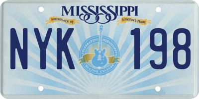 MS license plate NYK198