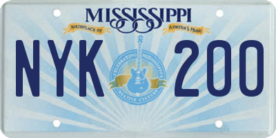 MS license plate NYK200