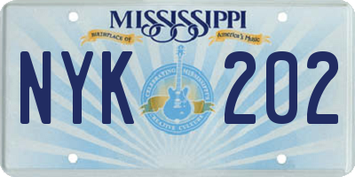 MS license plate NYK202