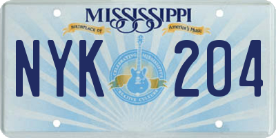 MS license plate NYK204