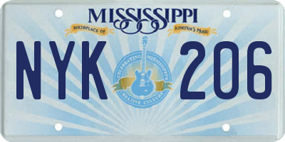 MS license plate NYK206