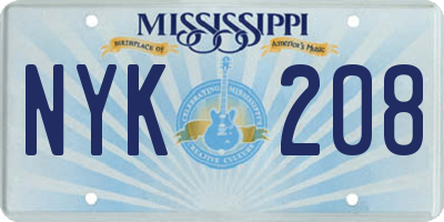 MS license plate NYK208