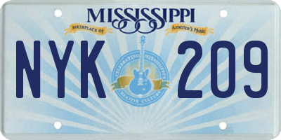 MS license plate NYK209