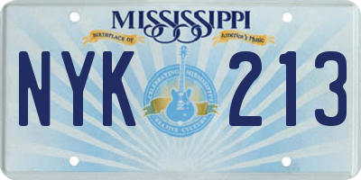 MS license plate NYK213