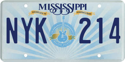 MS license plate NYK214