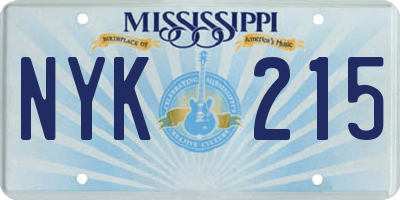 MS license plate NYK215