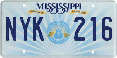 MS license plate NYK216