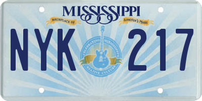 MS license plate NYK217