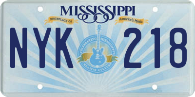 MS license plate NYK218