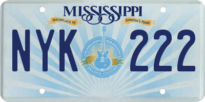 MS license plate NYK222