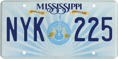 MS license plate NYK225