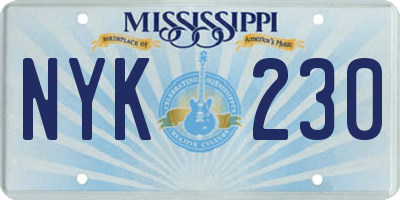 MS license plate NYK230