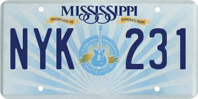 MS license plate NYK231
