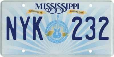 MS license plate NYK232