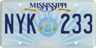 MS license plate NYK233