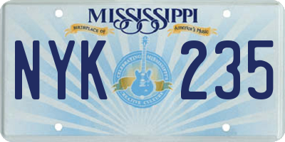 MS license plate NYK235