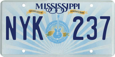 MS license plate NYK237