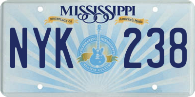 MS license plate NYK238